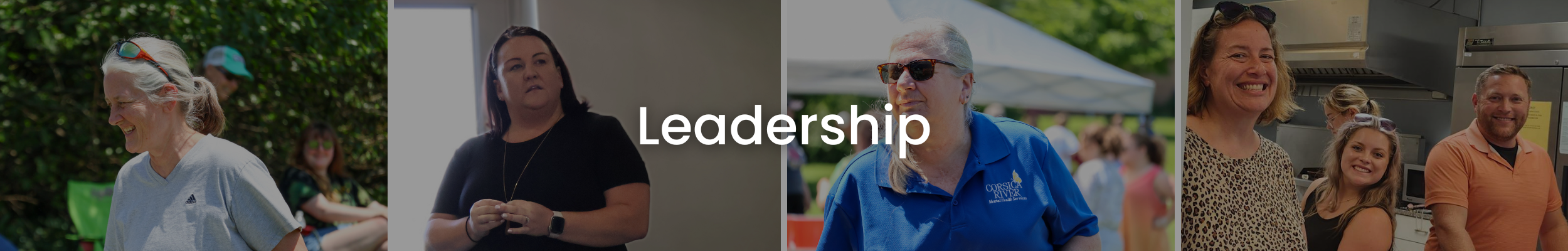 Collage of Crossroads Community and Corsica River Mental Health Services leadership team members engaging with staff and community