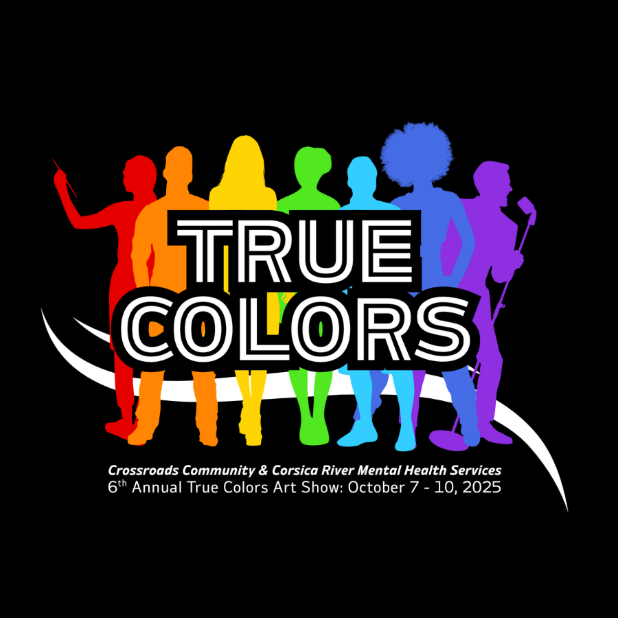 True Colors Art Show 2025 logo with rainbow silhouettes and event dates